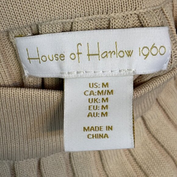 House Of Harlow 1960 Beige Ribbed Knit Maxi Skirt M - Picture 3 of 10